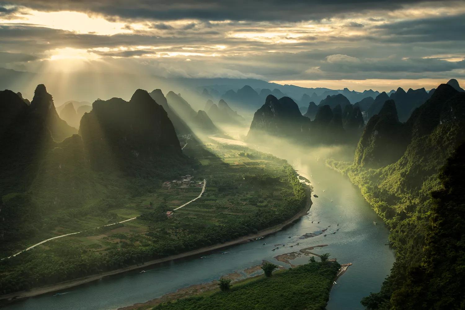 Karst mountains along the Li River near Guilin