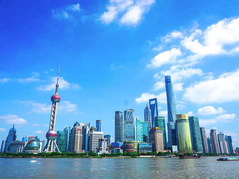 Shanghai skyline at night from the Bund